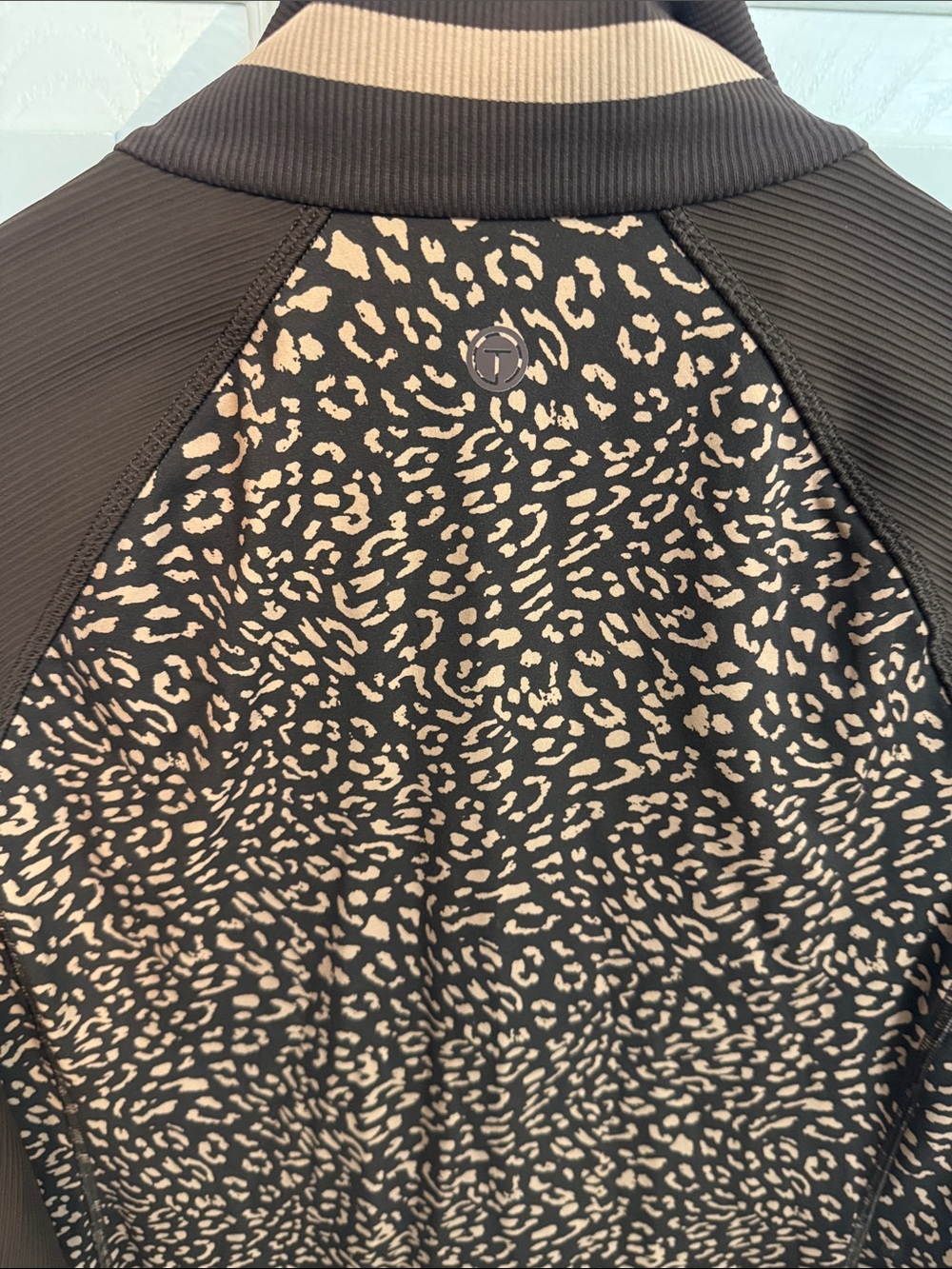 Talbots Brown & Tan Leopard-Print Half-Zip Utility Jacket Athleisure size L - Picture 5 of 7